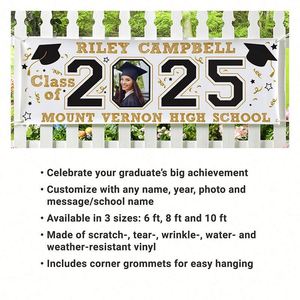 Personalized Graduation 2025 Vinyl <b>Banner</b> Printing Custom School Colors Photo Yard Signs Graduation Favors - Product Image 2