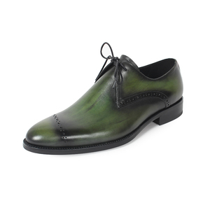 Scarpe Oxford da Uomo su Misura Verde Smeraldo, Scarpe in Pelle Patinata Dipinte a Mano Italiane, <span class=keywords><strong>Eleganti</strong></span> Scarpe Derby Brogue per Affari e Cerimonie - Product Image 6