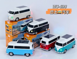 Xe Buýt Cổ Điển Phong Cách Năng Lượng Mặt Trời Điện Bluetooth Loa Năng Lượng Mặt Trời Sạc Loa Không Dây Xe Mô Hình Phòng Âm Thanh Trang Trí Loa FM Âm Thanh - Product Image 5