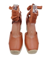 Fabricant en gros 100% Jute bout carré plate-forme sandales compensées pour les femmes talon de 60mm à la mode de Chine