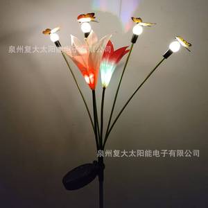 Solar Lily <b>Flower</b> Led Butterfly Garden <b>Light</b> Outdoor Decor Water Resistant Portable Solar Powered - Product Image 5