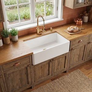 Évier de <span class=keywords><strong>cuisine</strong></span> <span class=keywords><strong>en</strong></span> porcelaine blanc de 33 pouces, style ferme, à tablier, à cuve unique, réversible - Product Image 1