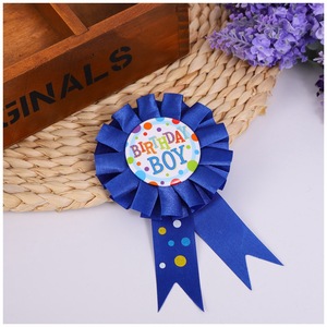 E-ma thuật giá tốt nhất tùy chỉnh satin <span class=keywords><strong>Ribbon</strong></span> phong cách cổ điển màu sắc sinh nhật đảng huy hiệu in với logo Đảng TRIM - Product Image 4