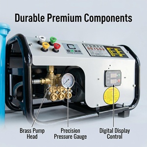 Laveuse de voiture haute pression murale commerciale, 150 bars, pompe à piston triplex 3,0 kW - Product Image 1
