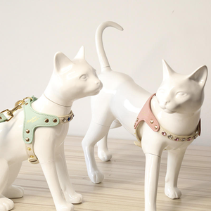 2026 New Leather Dog Harness Adjustable PU Leather Dog Harness and Leash Set for Small Dogs <b>Cats</b> Soft Walking Harness - Product Image 4