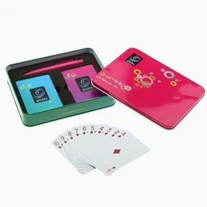 Caja de hierro rectangular personalizada para póker, 0,325 mm, regalo publicitario creativo para el mercado de Oriente Medio, con <span class=keywords><strong>doble</strong></span> <span class=keywords><strong>par</strong></span> de cartas, de plástico tratado con aceite ligero. - Product Image 3