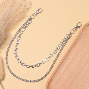 Cadena de cintura Yueli de doble capa con diseño de ocho, estilo tibetano plateado, para vaqueros, rock, hip hop, danza callejera, estilo casual punk. - Product Image 4