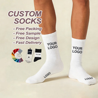 Boîte d'emballage personnalisée avec logo de votre marque, chaussettes de sport en coton tricoté blanc pour hommes