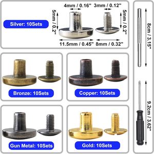 YORANYO Sets Chicago <b>Screws</b> Leather Rivets <b>Assorted</b> <b>Screw</b> Rivets Metal Studs For Clothing Chicago Binding <b>Screws</b> Spike And Studs - Product Image 2