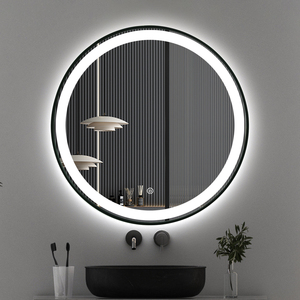 Decoración Hotel <span class=keywords><strong>baño</strong></span> Oro Negro marco de metal <span class=keywords><strong>redondo</strong></span> <span class=keywords><strong>espejo</strong></span> cinturón inteligente pared <span class=keywords><strong>baño</strong></span> <span class=keywords><strong>espejo</strong></span> con <span class=keywords><strong>luz</strong></span> LED - Product Image 4