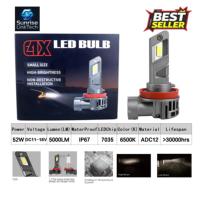 Phares LED de voiture SunRise E4X H16JP 12V 52W 5000LM 6500K IP67 Étanche avec ventilateur de refroidissement Canbus Plug and Play Adaptation universelle