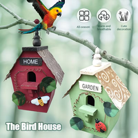 1 maisonnette à oiseaux en bois charmante de style campagnard vintage pour l'extérieur, à suspendre dans le jardin, la villa ou le balcon, grande cage à oiseaux en bois
