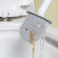 HYRI Portable pliable doux mural brosse de toilette couleur unie en caoutchouc souple poignée détachable brosse de nettoyage de toilette