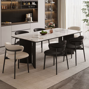 Modern Minimalist Dining <b>Table</b> Set 6 Piece Rectangular Marble Top <b>Space</b> <b>Saving</b> Design For Home Use - Product Image 4