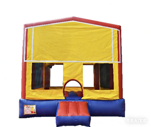 Château gonflable pour enfants sur le thème de la montgolfière, avec aire de saut et toboggan - Product Image 1