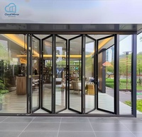 Puerta Plegable de Aluminio Arqueada Estilo Francés, Puerta de Vidrio Texturizado para Sala de Estar, Balcón o Espacio Abierto