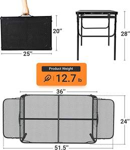 <span class=keywords><strong>Camping</strong></span> en plein air <span class=keywords><strong>Table</strong></span> de gril pliante Portable léger en métal support de gril fer maille <span class=keywords><strong>Table</strong></span> pliante <span class=keywords><strong>hauteur</strong></span> réglable - Product Image 3