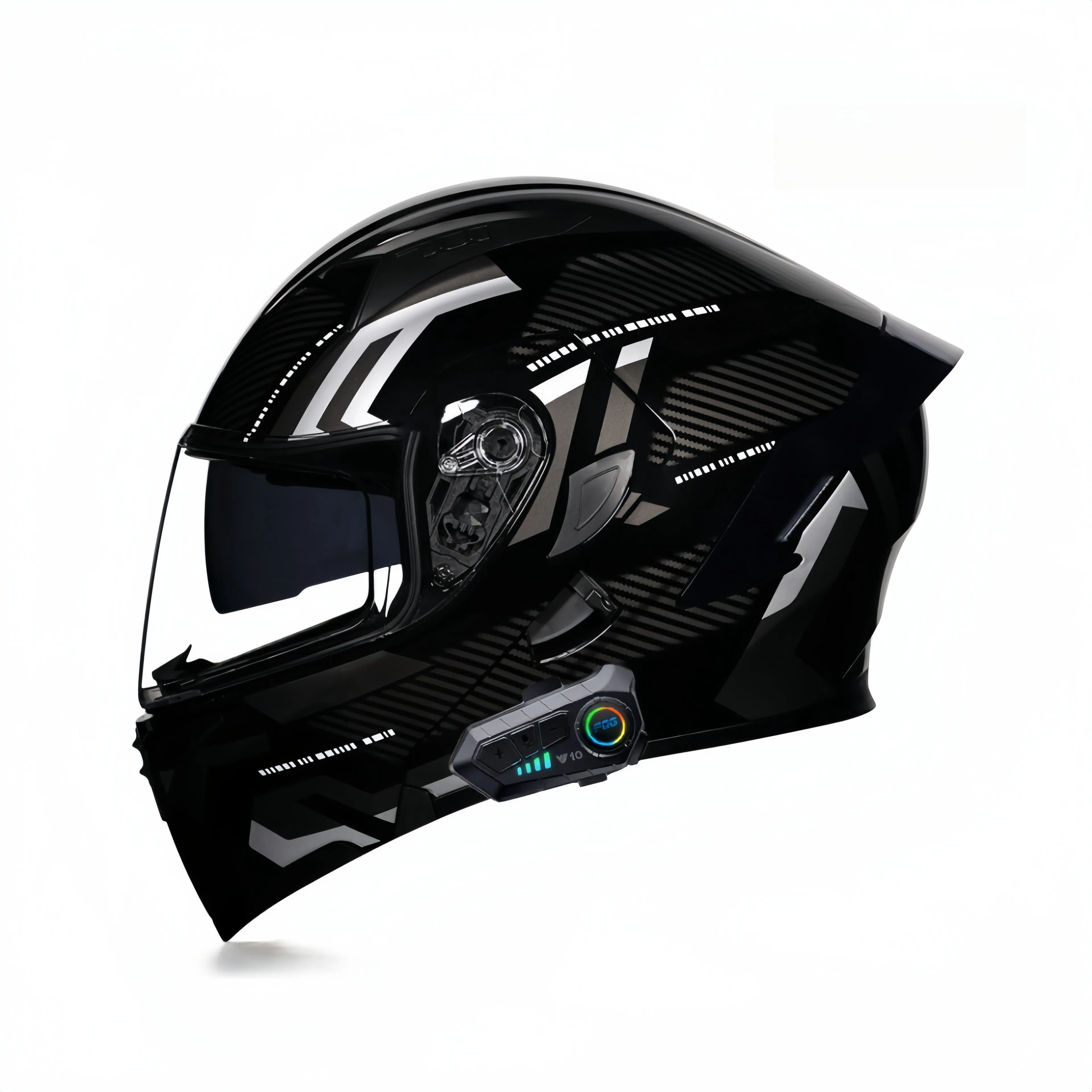 Dupla viseira Capacete Moto Motocross Virar acima Capacete De Motocicleta com Bluetooth