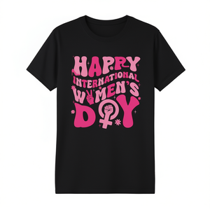 Camiseta del Día Internacional de la Mujer, Color Rosa, Estilo Feminista, Cuello Redondo, Manga Corta, 100% Algodón Jersey, Estampada - Product Image 1