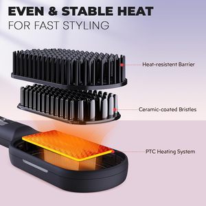 Peine alisador de pelo, venta al por mayor, cepillo alisador de pelo eléctrico de iones negativos, cepillo de iones de Venta caliente - Product Image 6