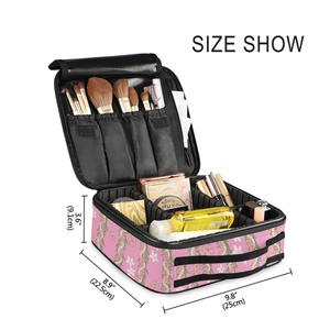 Hawaii Small Portable Cosmetic Case Travel <b>Makeup</b> <b>Storage</b> Custom Design Pink Lei Cosmetic Organizer with Zipper Closure - Product Image 2