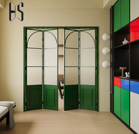 Großhandel Grüne Aluminiumlegierung Falt- und Schiebetüren im französischen Retro-Stil, geeignet für Schlafzimmer und Arbeitszimmer