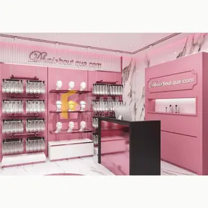Peluca personalizada de pelo de Boutique, maniquí de salón de decoración de diseño Interior, oro rosa, montado en la pared, muebles de exhibición para tienda de pelucas