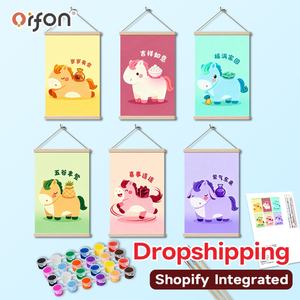 Orfon ของขวัญม้ามง<span class=keywords><strong>ค</strong></span>ลหกม้วนนำโชค6ชิ้นภาพวาดขนาดเล็กโดยตัวเลขแขวนภาพวาดตกแต่ง DIY - Product Image 1