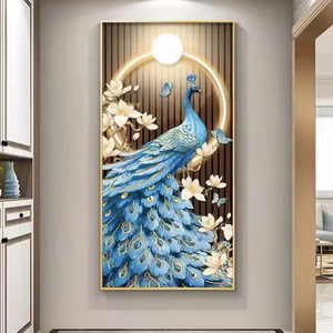 Home Hotel Wall Decor Tree LED Luxury Unique Picture Painting Resin Tempered Glass Wall Art Decor Moon Crystal Porcelain - Product Image 3