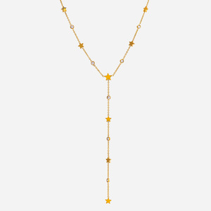 Star Y-Shape Chain Necklace Gold Plated With Zircon For Women Party Jewelry - Product Image 1