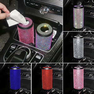 Boîte à mouchoirs cylindrique pour <span class=keywords><strong>voiture</strong></span>, en cristal et strass, support <span class=keywords><strong>de</strong></span> mouchoirs pour siège arrière, housse <span class=keywords><strong>de</strong></span> serviettes en <span class=keywords><strong>papier</strong></span>, accessoires <span class=keywords><strong>de</strong></span> <span class=keywords><strong>voiture</strong></span> brillants pour femmes - Product Image 2