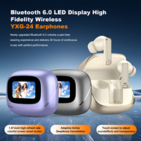 Écouteurs TWS ANC à réduction de bruit 48 dB, anneau en cuivre 13 mm, AB5636D V6.0, 300 mAh, écran LED, mode transparent, pour voyage et affaires