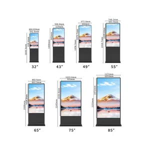 Tela de toque de 32 polegadas 55 quiosque 4K LCD Tela de exibição de chão Tela de sinalização digital LCD para publicidade