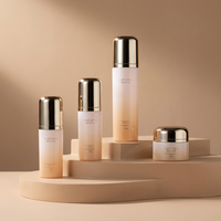 Ensemble d'emballages cosmétiques cylindriques écologiques recyclables OEM/ODM, flacon en verre rose givré vide avec logo personnalisé