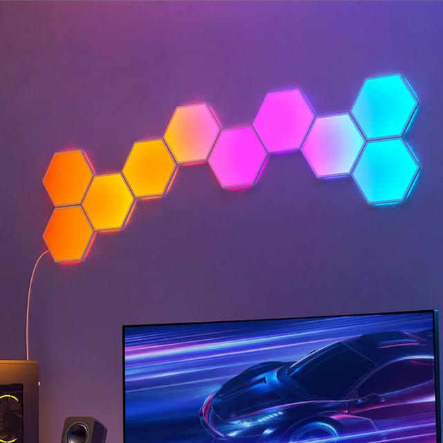6 PCS Hexagon Lights Smart APP Control RGB Wall LED Night Light for Gaming Bar KTV Party Decor Ambient Lights
