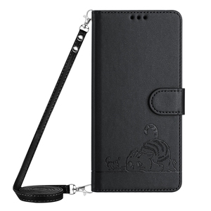 Lanière Photo cadre étui en cuir pochette pour <span class=keywords><strong>Moto</strong></span> G85/G24 4G/G04/E14, pour <span class=keywords><strong>Moto</strong></span> Edge 50 chat imprimé étui portefeuille avec corde - Product Image 3