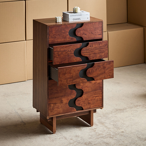 Antique Vintage Chest Red Oak Solid Wood Modern Design Large Capacity 3 <b>Drawers</b> <b>Storage</b> Cabinet Living Room Bedroom Home K130 - Product Image 5