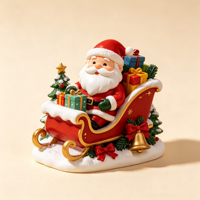 Figurine en résine du Père Noël sur traîneau, décoration de table de Noël avec boîtes cadeaux et cloche, ornement de maison pour les fêtes, cadeau de Noël pour la famille