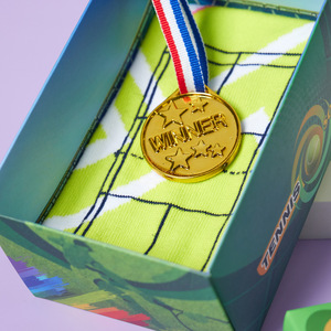 Jingwen OEM - Caja de Regalo Personalizada, <span class=keywords><strong>Calcetines</strong></span> Deportivos <span class=keywords><strong>Divertidos</strong></span> para Atletas de Tenis, Oeko Tex 100, <span class=keywords><strong>Calcetines</strong></span> Transpirables con Medalla de Oro para Ganadores - Product Image 3