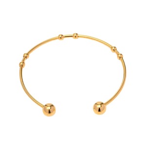 Brazalete Abierto Ajustable de Acero Inoxidable Minimalista con Cuentas Geométricas Cristianas Chapado en Oro de 18K Fanyue para Mujer - Product Image 5