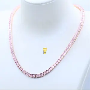 Pink tennis chain jewellery diamond choker iced out hip hop chains bling jewelry gold silver rose tennis chain