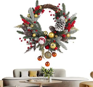 Artificial Eco-Friendly Christmas Half Ring Wall Hanging Wreath Bells Baubles Pinecones Plastic for <b>Front</b> <b>Door</b> <b>Decor</b> - Product Image 1