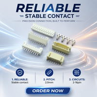 Connecteur alternatif JST PH2.0, alternative au Konnra KR2001, connecteur PHR plaqué étain, prise 2 mm, verrouillage par friction, connecteur mâle 2,0 mm