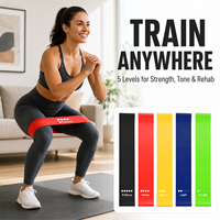 Juego de Bandas de Resistencia para Gimnasio en Casa, 5 Bandas de Ejercicio de Látex, para Fitness, Yoga, Pilates, Glúteos, Fabricante con Logotipo Personalizado