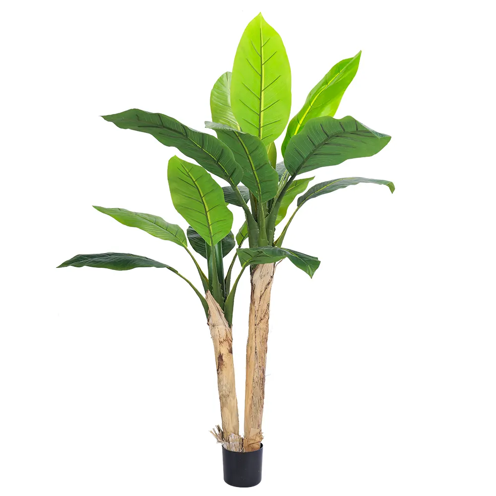 Hot Sale 150cm double pole Banana Bonsai Plastic Tree Plants artificial banana tree for shopping mall indoor outdoor decoration