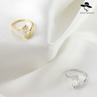 Bagues Moissanite Oeil de Cheval en Argent Sterling 925 Simple Personnalisé Plaqué Or 18K Dames Usage Quotidien Fine Jewelry Taille 5*10