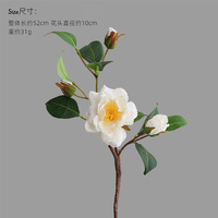 Y-054 Nieuwe 52cm Witte Kunstzijde Camelia Bloem voor Tafeldecoratie Thuis, Bloemstuk voor Nachtkastje, Slaapkamer