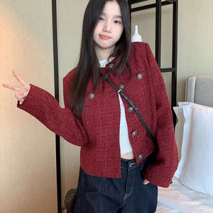 Vendita calda da <span class=keywords><strong>donna</strong></span> semplici cappotti di lana Casual abito semplice da <span class=keywords><strong>donna</strong></span> eleganti piccoli <span class=keywords><strong>blazer</strong></span> stile profumato cappotto <span class=keywords><strong>Tweed</strong></span> giacche corte - Product Image 2