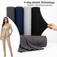 Tissu polyester TR multicolore sergé extensible dans les quatre sens 290 GSM pour vêtements de filles, tenues médicales