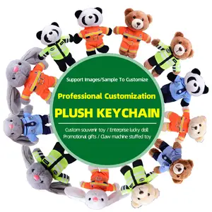 Songshan produttore di giocattoli personalizzato kawaii logo di peluche portachiavi coniglietto panda 10-15cm piccolo ciondolo animale di peluche orsacchiotto plushie